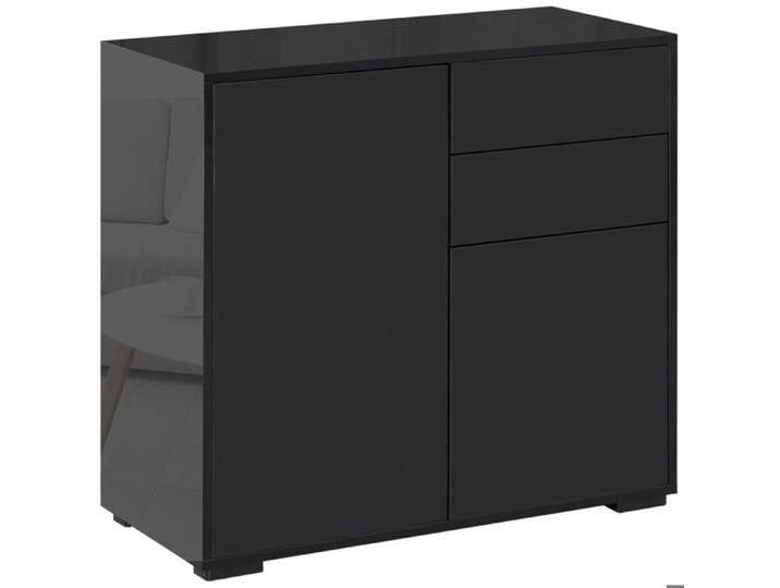 Buffet bas de salon - Bahut - Buffet moderne - Buffet 2 tiroirs 2 portes - Meuble de rangement - 79x36x74 cm - Noir
