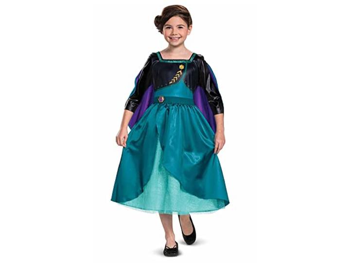 Disguise Disney Anna Jurk Frozen 2 Verkleedkleding voor Kinderen met Paarse Cape Officieel Kroningskostuum, M