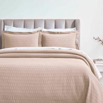 Home City, Inc. Calvert Matelasse Bedspread Set, Queen, Beige