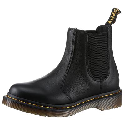 Chelseaboots DR. MARTENS "Virginia 2976", Damen, Gr. 41, Leder Textil, schwarz, Elastischer Einsatz, Leder, unifarben, Schuhe Chelseaboots, Chunky Boots, Plateau Schuh, Boots mit herausnehmbarer Innensohle