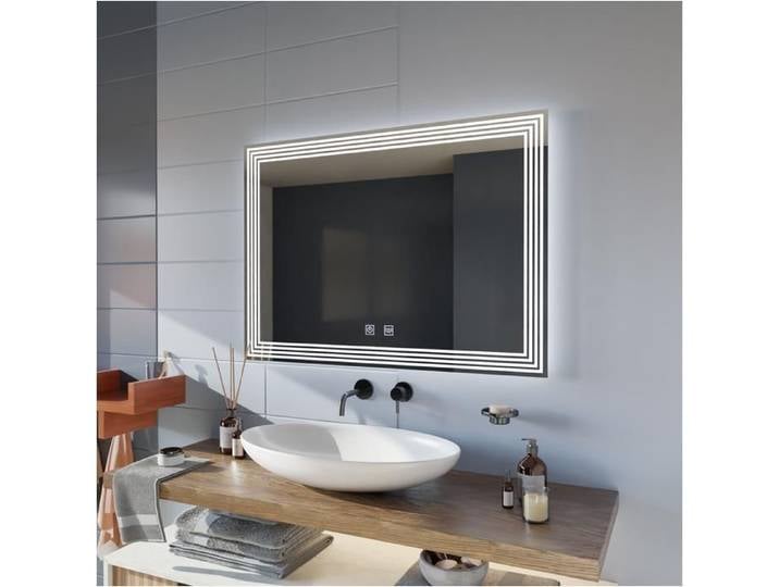 Miroir de Salle de Bain Alessandro Design 80x60cm Rectangulaire LED Desembuage Touch