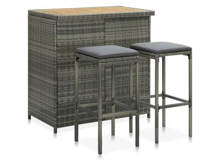 Ensemble de bar 3 pcs Résine tressée Gris