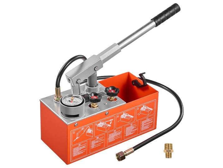Pompe hydraulique VEVOR pour tests de pression\, pompe de contrôle de pression de 6\,06 litres\, 0-30 bars\, double valve\, pompe manuelle avec manomètre et réservoir\, pour tuyaux\, canalisations\, systèmes de chauffage\, tests de pression et de fuite