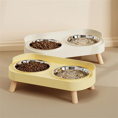 Multicon Wholesale Hub Fashionable Stainless Steel Dog And Cat Double Bowl, Large Capacity, Colorful Dopamine Pet Feeder white Ceramics