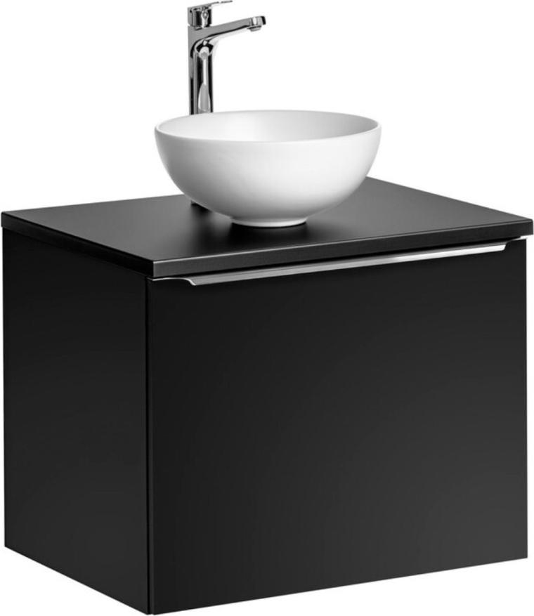 Badezimmer-Set VANTA: Unterschrank 60 cm + Platte für Waschbecken + 1 weißes Aufsatzwaschbecken