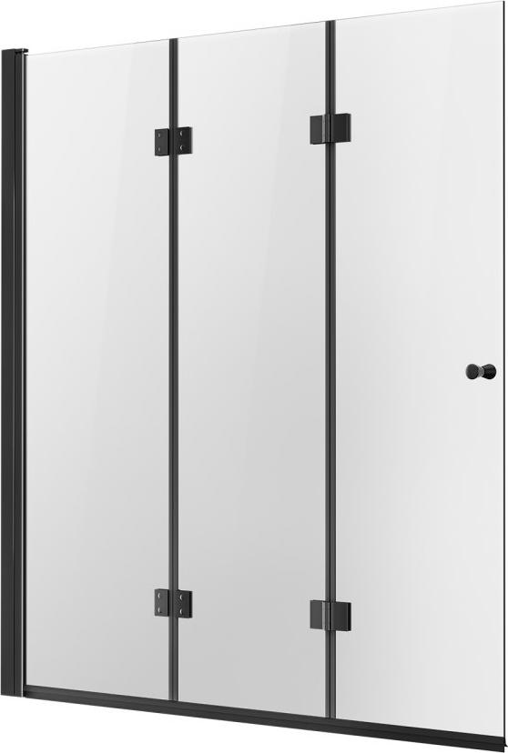 Rahmenlose Badewannen-Duschtür - Dreifach Faltbare Duschglastür - 1295x1422mm - Badewannentür Glas - Faltbare Duschabtrennung