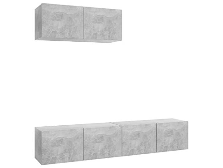 GHVBNMF TV-Schrank 3er Set Betongrau Wandmontage Holzwerkstoff Schwebendes Design für Wohnzimmer und Schlafzimmer. Dreiteilige Kombination schafft Ordnung und moderne Optik.