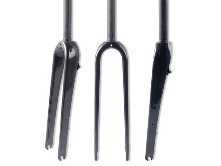 HZXQCVB 700C Starre Gabel Aus Kohlefaser 1-1/8'' Gerades/konisches Rohr Schnellspanner 9 X100mm Scheibenbremse Gravel Rennrad Gabel(Glossy Black,Straight)