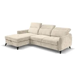 Ecksofa mit Funktion Talia Stoff Beige Creme