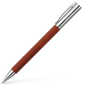 Faber-Castell Drehbleistift Ambition Birnbaum, rotbraun/silber, aus Holz, Griffstück aus Metall, Härte B, Minenstärke 0.7 mm