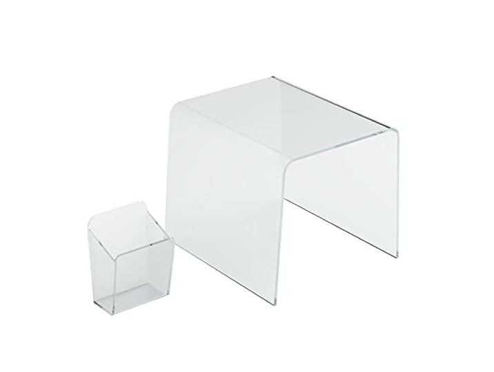 U Brands Transparentes Acryl-Schließfach-Organisationsset, inklusive Tasse und gebogenem Regal, 2 Stück