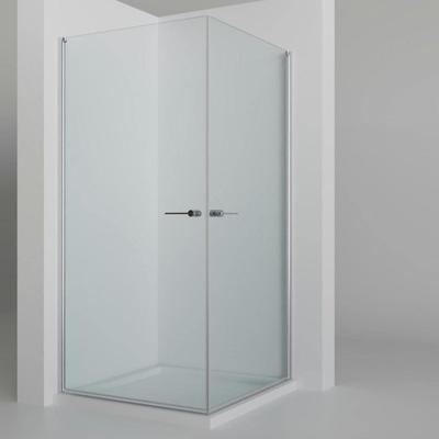Eckdusche WELLTIME "Firenze", transparent (chromfarben), B:100cm H:190cm T:100cm, Duschkabinen, Rahmenloses Design mit extravaganten Griffen, 6mm ESG