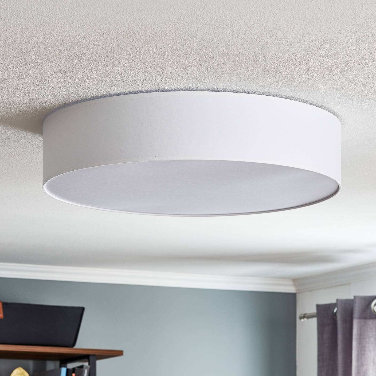 Ceiling Light Rondo TK Lighting, dimmable, White / opal, Bedroom, Textile / fabric / silk, Modern, Ceiling Light