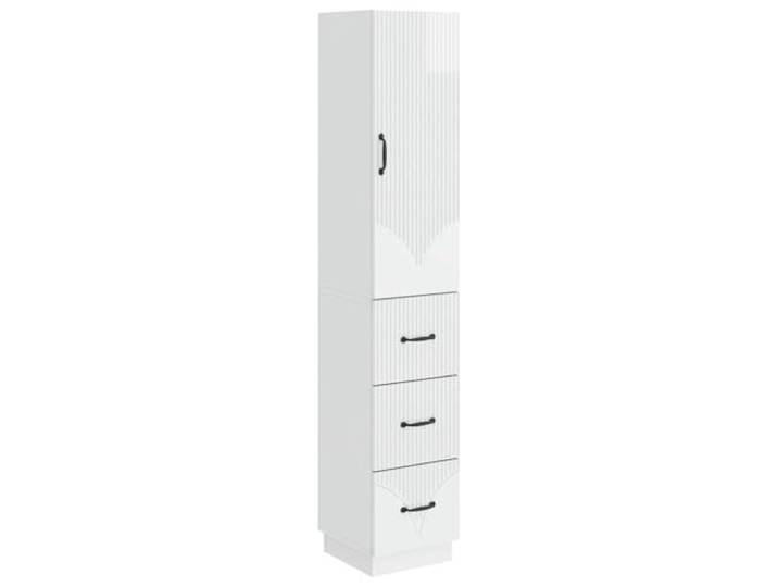 HGFDVCMR 2er Set Schrank Hochglanz Weiß 33x34,5x87 cm Holzwerkstoff Vielseitige Kombination aus Schubladenschrank und Wandschrank für Wohnzimmer, Büro oder Flur mit viel Stauraum.