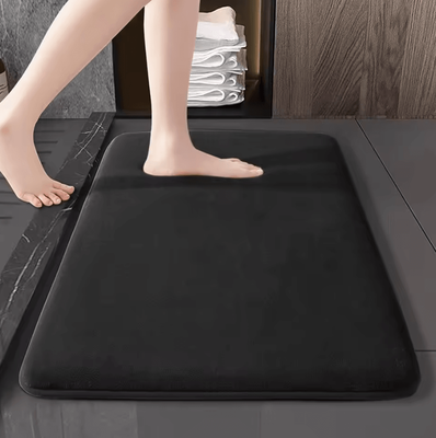 Inspire Curations Super Absorbent Coral Velvet Non Slip Bath Mat 02 Black 50cm X 120cm