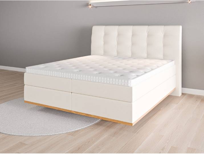 Boxspringbett 180x200 Nr. 1 - Beige/Braun (Cremeweiß) - Feiner Strukturstoff