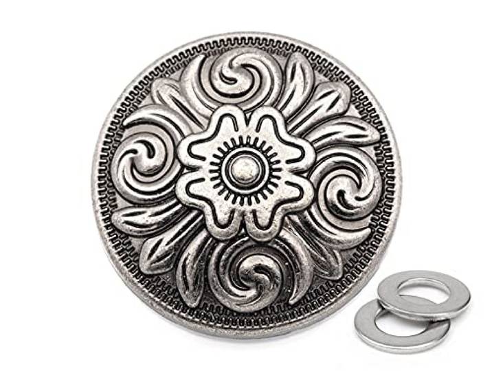 craftmemore 2 Pcs 1-1/10,2 cm Navajo Silber Antik Vintage Schraubverschluss Conchos Cowboy Western Texas Lederwaren Verzierung Tasten 1 1/4 inches Antik Nickel
