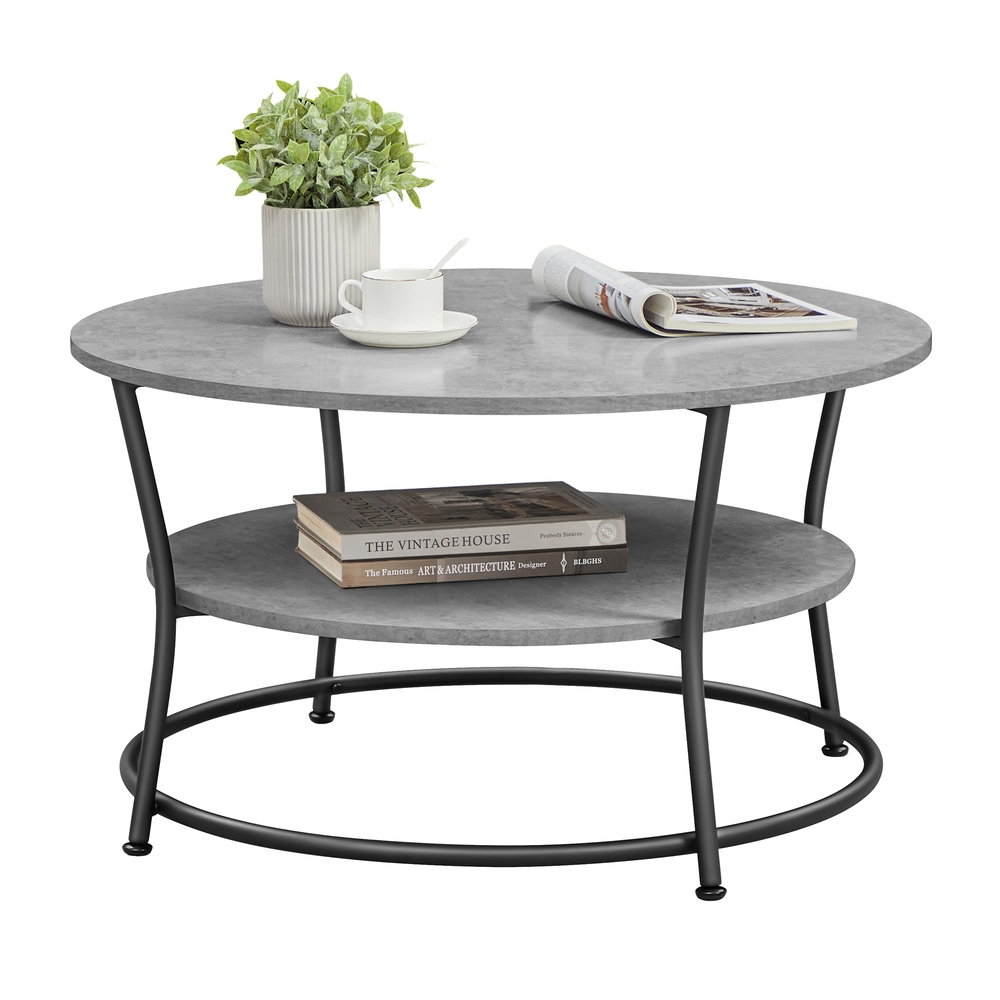 VASAGLE Couchtisch rund mit Ablage Industrie-Design B34LCT080G78