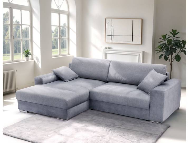 Ecksofa EXXPO - SOFA FASHION Larnaca, inkl. Bettfunktion & Bettkasten, bequem, Breite 269cm , grau, B:269cm H:90cm T:177cm, Sofas, Ecksofa, mit extrabreiten Rückenkissen und 2 Zierkissen
