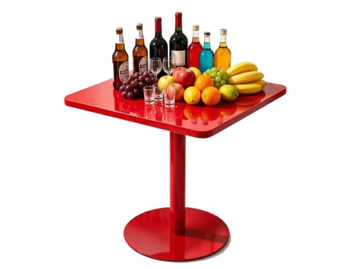 Bistro-Cocktailtisch stabilem Untergestell Esstisch Bartisch, rotes Metall Einfach zu montierender Küchen-Frühstückstisch, hoher Kaffee-Beistelltisch für Wohnzimmer, Schlafzimmer, Balkon(48x48x72cm)