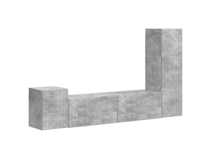 KUPTYERFG TV Schrankset Wandmontiert 4-Teilig Hängeboard Betongrau Platzsparende Hänge-Lowboards aus Holzwerkstoff für modernes Wohnzimmer mit flexiblen Kombinationsmöglichkeiten.