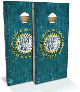 Skip's Garage South Dakota Flag Outdoor Cornhole Board Set