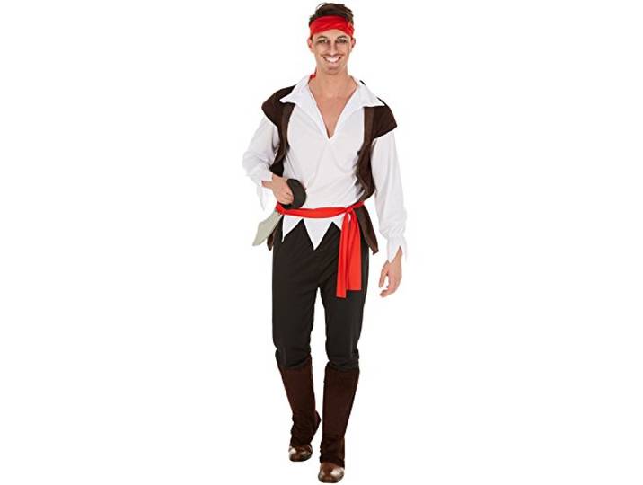 TecTake Dressforfun heren kostuum piraat Kostuum met hoofddoek + vest en manchetten Captain zeerover (M nr. 300773)