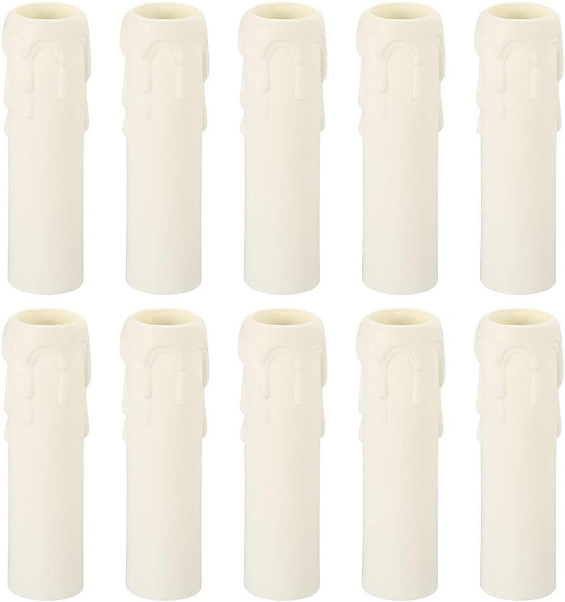 Ubric Afdekkapjes voor kaarsenhouders 25x100 mm - Wit plastic - Voor E14 kandelaarvoeten