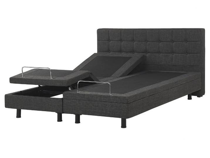 Lit Double Ajustable Electrique En Tissu Gris Foncé 160 X 200 Cm Avec Réglage Par Télécommande Pour Chambre Au Style Transitionnel Ou Moderne Beliani