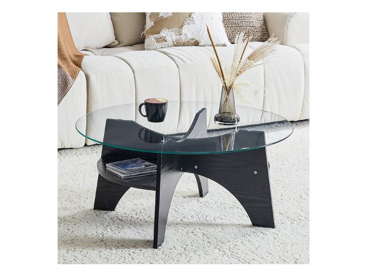i@home Glastisch Couchtisch, Moderner Beistelltisch (1 Tisch), multifunktionales Design, Fächerförmiges Gestell, Tischbeine aus MDF