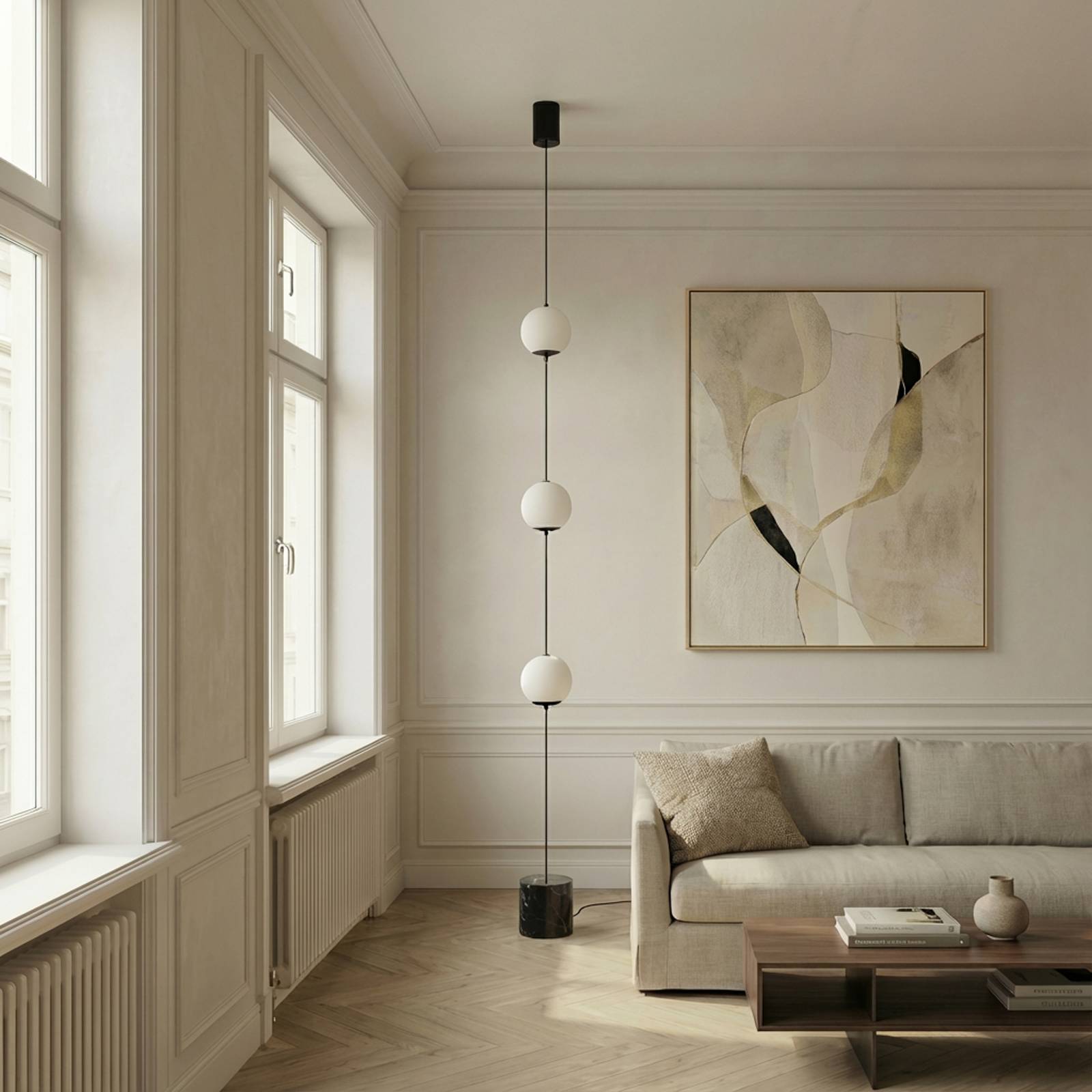 LED Stehlampe Darrow Lucande, dimmbar, weiß / opal, für Wohn- / Esszimmer, Glas, Modern, LED Stehlampe