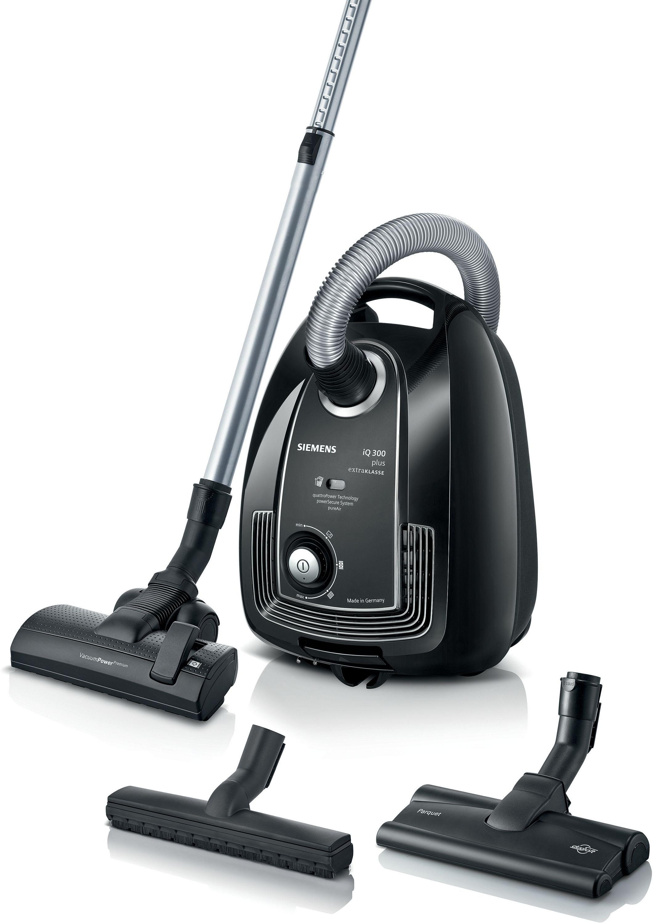 Siemens iQ300 plus VSZ4GMJUBI extraKlasse Bodenstaubsauger mit Staubbeutel 600 W (Schwarz)