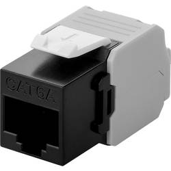 Goobay 90692 Keystone Modul RJ45 Buchse / CAT 6A Netzwerkstecker 500 MHz / UTP LAN Ethernet Buchse 8P8C / LSA / Schwarz