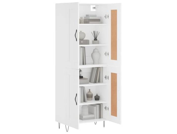 KTHLBRH Anrichte weiß 69,5 x 34 x 180 cm, mehrschichtiges Holz Eisenfüße, großer Stauraum, moderner Schrank, Montage erforderlich