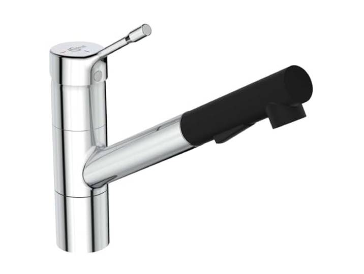 Ideal Standard Ceralook Küchenarmatur, hoch angesetzer Auslauf mit 2-Funktionshandbrause und BlueStart-Technologie – Chrom