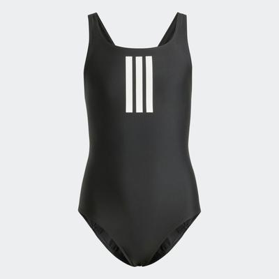 Badeanzug ADIDAS PERFORMANCE "3-STREIFEN KIDS", Mädchen, Gr. 170, N-Gr, schwarz-weiß (schwarz, weiß), Obermaterial: 78% Polyamid, 22% Elasthan, Badeanzüge Badeanzug, für Kinder, sportlicher Badeanzug