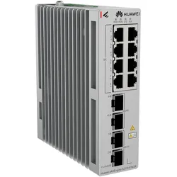 Huawei 8x10/100/1000BASE-T ports 2xGE SFP ports 2x10GE SFP ports DIN Rail Mounting Dual redundant 96 to 60V (12 Ports), Netzwerk Switch, Grau