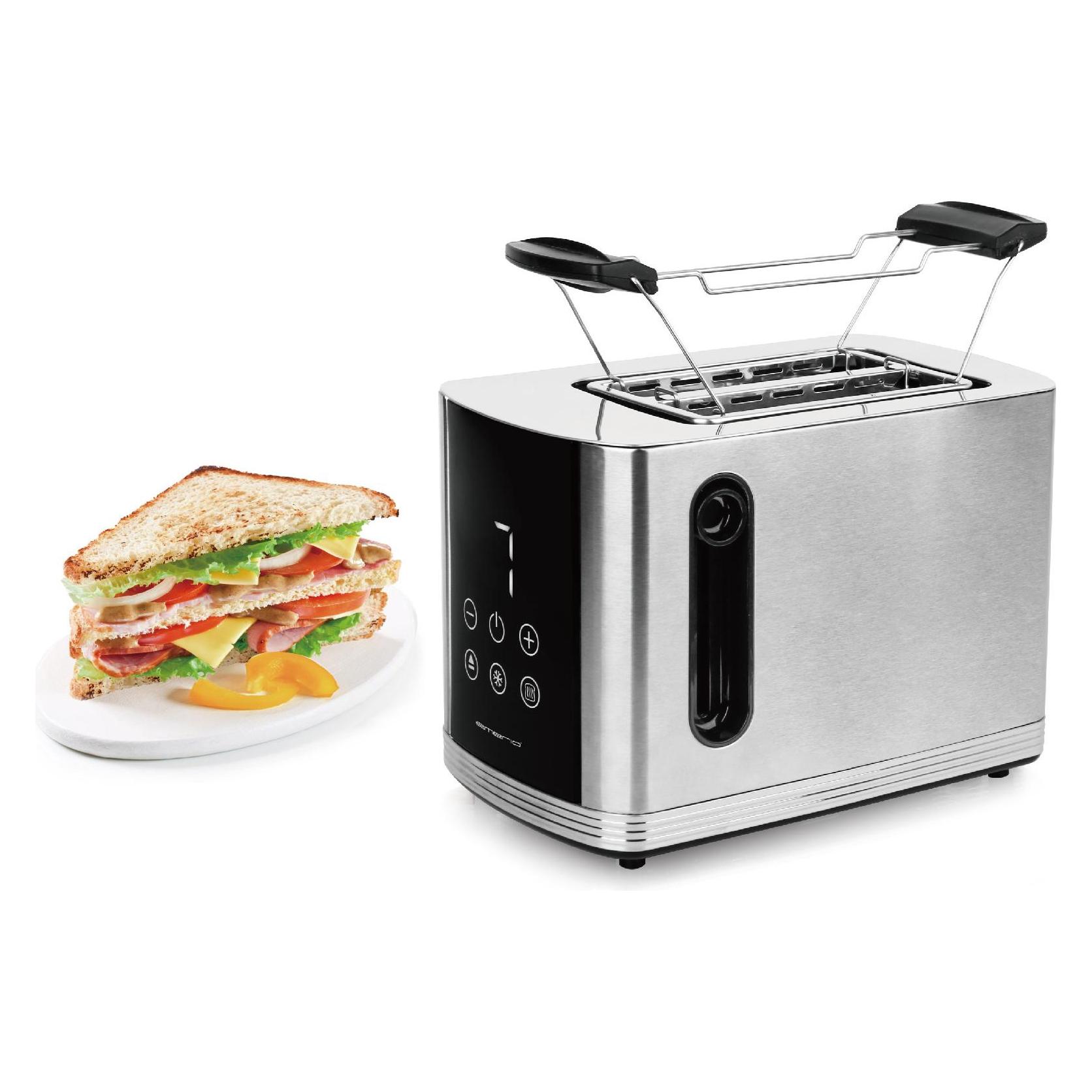 Emerio TO-128308 Toaster BPA-frei, mit Brötchenaufsatz Edelstahl, Schwarz (TO-128308)