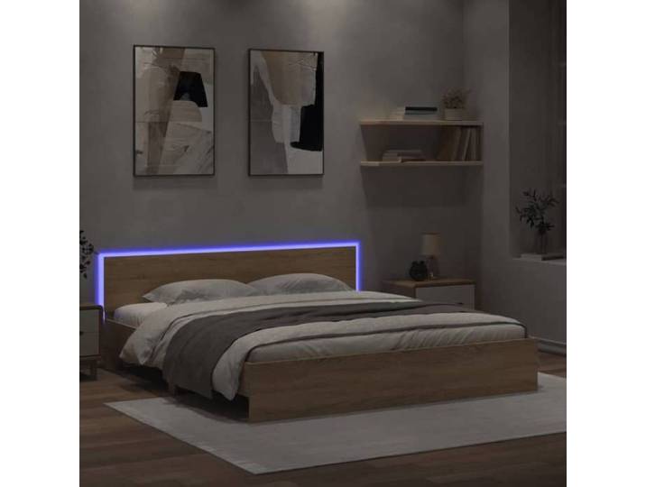 Cadre de lit - VIDAXL - CLARENCE® - Chêne sonoma 180x200 cm - LED intégrée - 1 place