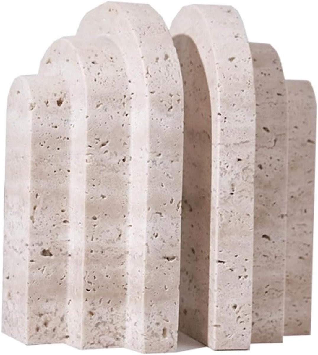 Set van 2 robuuste stenen boekensteunen in beige