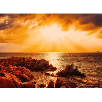 Fototapete PAPERMOON "Capriccioli Beach Sunset Sardinia", bunt, B:4m L:2,6m, Vlies, Tapeten