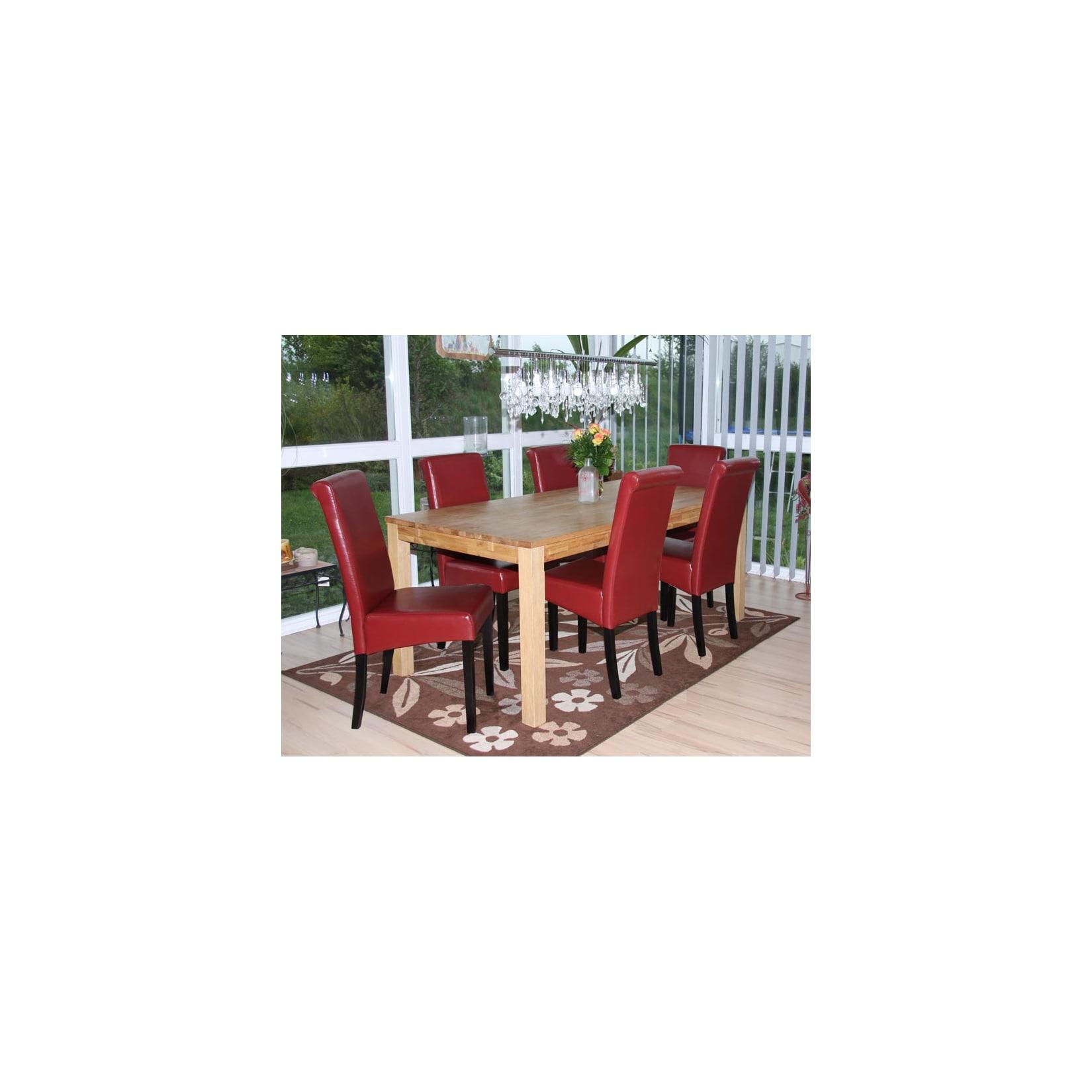 6er-Set Esszimmerstuhl Lecce II, Leder ~ rot, dunkle Beine