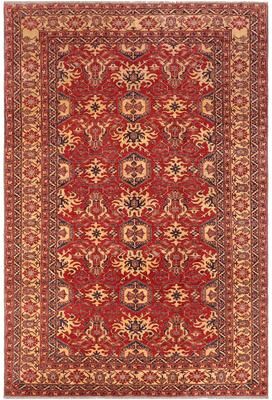 Treasured Knots Southwestern Super Kazak Phoenix Red/Gold Hand Knotted Wool Rug - 9'9'' x 13'3''