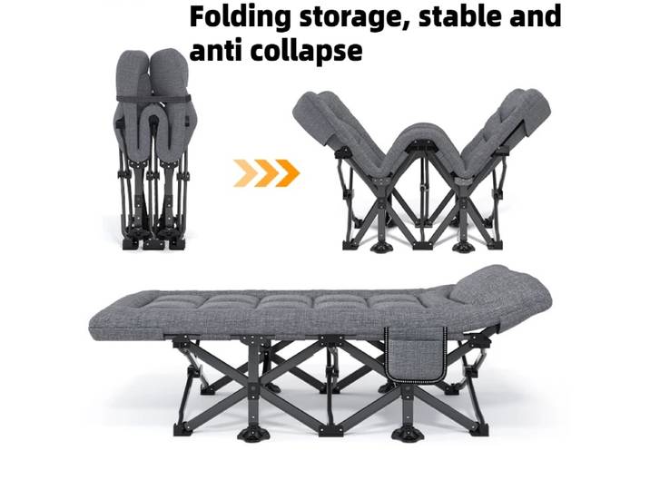 Lit pliant, chaise longue, poste de travail de bureau, lit d'extérieur pour une personne, lit pliable de camping, mobilier de chambre moderne en métal portable