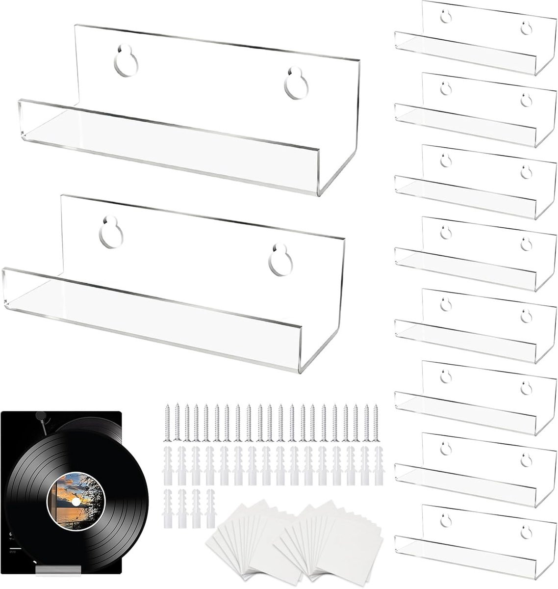 SnelShoppen 10 stuks Vinylplaten Wandhouder - Transparante Acryl Wanddecoratie voor Vinylplaten en Fotoalbums