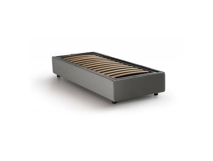 Lit simple en tissu gris 90x200 cm