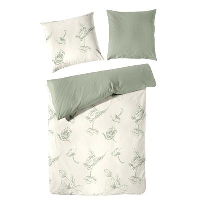 Bettwäsche PRIMERA "Halbleinen-Bettwäsche", grün, B/L: 155cm x 220cm, 1 Stk., 1 Stk., Halbleinen, B/L: 80cm x 80cm, 2 tlg., Halbleinen, Obermaterial: 50% Baumwolle, 50% Leinen, Bettwäsche, Bettwäsche, 55% Baumwolle, 45% Leinen