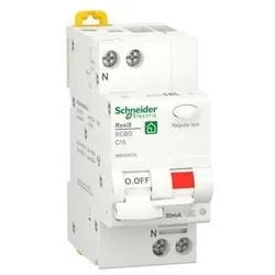 Schneider Electric Resi9 XP RCBO/kombiafbryder 1PN C-karakteristik 16A 6kA 30mA klasse A 36mm, Relais