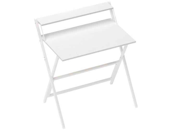 Bureau pliable avec étagère de rangement blanc