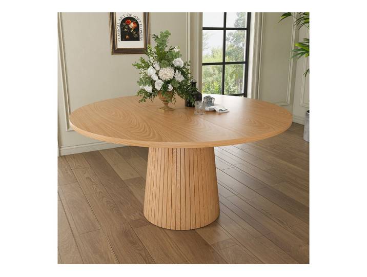 CASSILANDO Esstisch Runder 110 cm Landhausstil MDF-Tischplatte mit Eichenfurnier